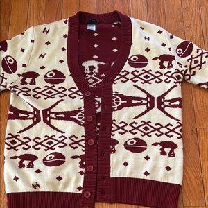 Star Wars  Maroon and Cream Cardigan Sweater. Size medium unisex cardigan